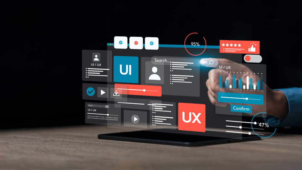 UX-UI development along with web design to develop mobile and laptop app interface layout design. User experience concept, UX-UI designer, creative planning, data visualization, application design