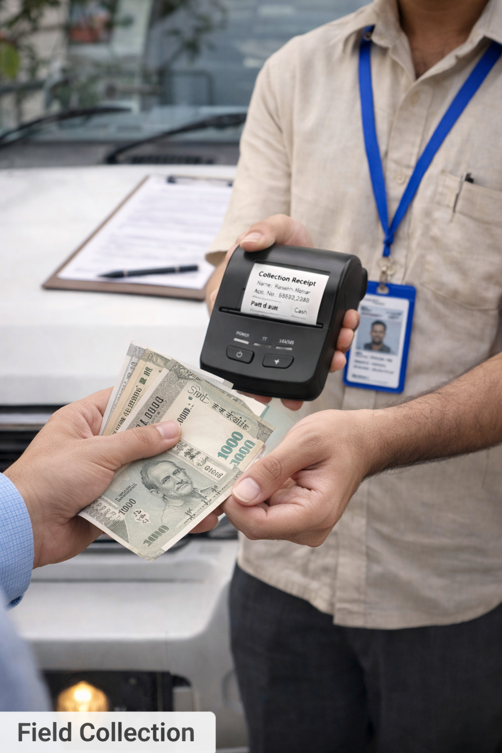 Field Money Collection Receipt Generated By 3” Inch Thermal Printer