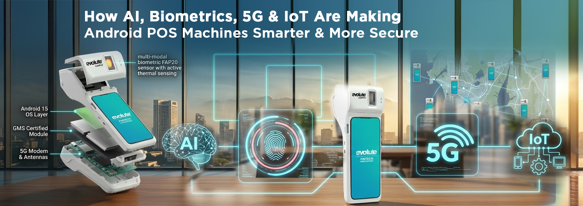 A Blog Banner On How AI, Biometrics, 5G and IoT Are Making Android POS Machines Smarter and More Secure